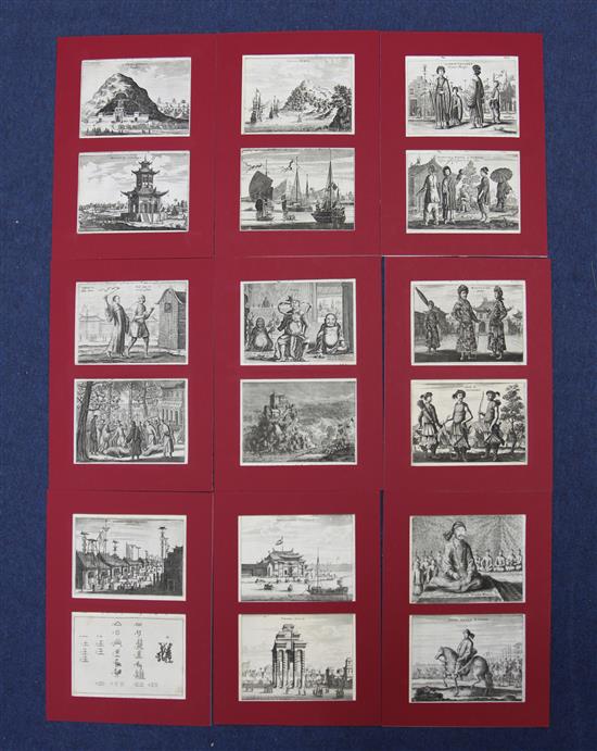 Sixty two engraved views of China by Michiel Cnobbert, Antwerp, c.1666, each view approx. 10.5 x 16cm